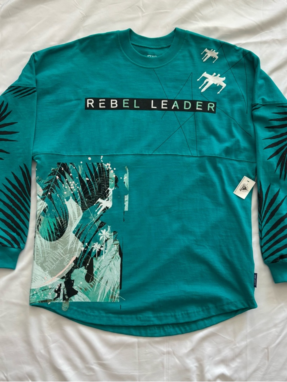 NWT Star Wars Teal Long Sleeve "REBEL LEADER" Graphic Tee